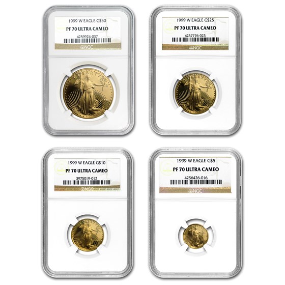 1999-W 4-Coin Proof Gold American Eagle Set PF-70 NGC 1999-W 4-Coin Proof Gold American Eagle Set PF-70 NGC